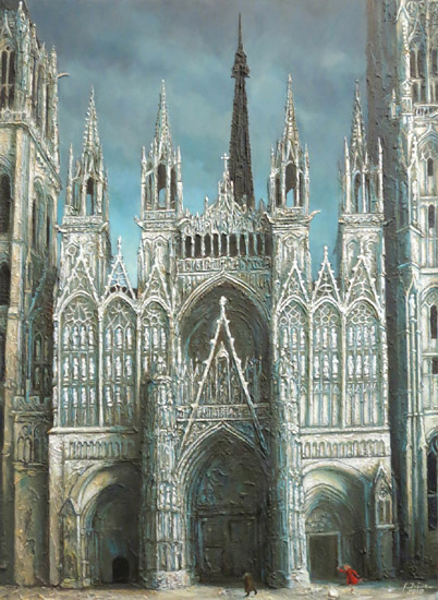 tableau de la facade ouest de la cathedrale de rouen 