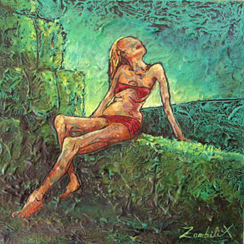 toile d'une pin up zombie